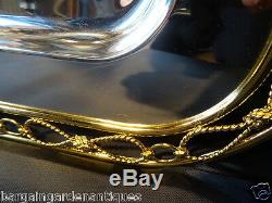 Pair Vintage French Louis XVI Silver & Gold Plated Champagnel Bar Serving Trays