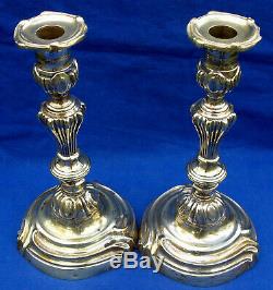 Pair of 18th century French gilded bronze Louis 15th candlesticks circa 1750