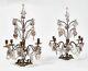 Pair Of 19th Century French Louis Xvi Style Gilt Amethyst & Glass Candelabra
