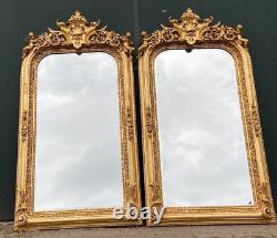 Pair of 20th Century French Louis XVI Style Gold Leaf Full-Length Wood Mirrors