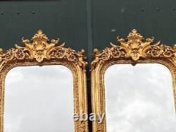 Pair of 20th Century French Louis XVI Style Gold Leaf Full-Length Wood Mirrors