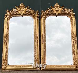 Pair of 20th Century French Louis XVI Style Gold Leaf Full-Length Wood Mirrors