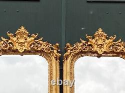 Pair of 20th Century French Louis XVI Style Gold Leaf Full-Length Wood Mirrors