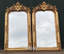 Pair of 20th Century French Louis XVI Style Gold Leaf Full-Length Wood Mirrors