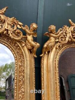 Pair of 20th Century French Louis XVI Style Gold Leaf Full-Length Wood Mirrors