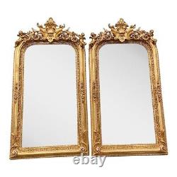 Pair of 20th Century French Louis XVI Style Gold Leaf Full-Length Wood Mirrors