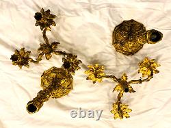 Pair of Antique French 19th Century Gilt Bronze Louis XV Style Candelabra