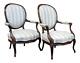 Pair Of Antique French Louis Philippe Fauteuils With Fabric