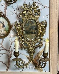 Pair of Antique French Louis XIV Bronze Cherub Wall Candle Sconces