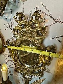 Pair of Antique French Louis XIV Bronze Cherub Wall Candle Sconces