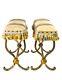 Pair Of Fireside Decorative X Frame Gilded Toleware Stools Art Deco Louis Xvi