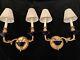 Pair Of French Louis Xv Style Gilt Bronze Wall Sconces With Cobalt Blue Glass