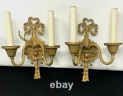 Pair of French Louis XV Style Wall Sconces Bow And Tassel