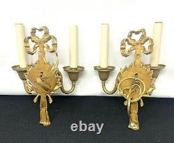 Pair of French Louis XV Style Wall Sconces Bow And Tassel