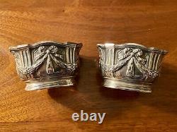 Pair of French Louis XVI silver salts saleron saliere gilt pots shakers