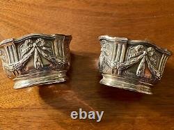 Pair of French Louis XVI silver salts saleron saliere gilt pots shakers