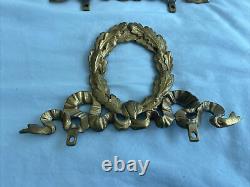 Pair of French gilt bronze antique furniture frame ornaments Louis seize