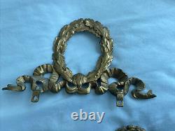 Pair of French gilt bronze antique furniture frame ornaments Louis seize