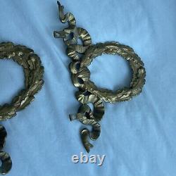 Pair of French gilt bronze antique furniture frame ornaments Louis seize