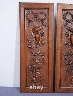Pair of Louis XVI French Antique Woodcarving Panels in Walnut Wood
