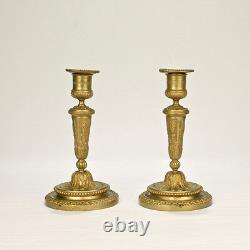 Pair of Old or Antique French Gilt Bronze Louis Seize Style Candlesticks