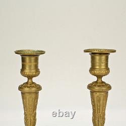 Pair of Old or Antique French Gilt Bronze Louis Seize Style Candlesticks BR