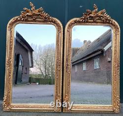 Pair of Vintage French Louis XVI style Full-Length Floor Mirrors in Gold Finish