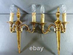Pair of french Louis XVI Style wall sconces in gilded bronze