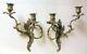 Pr Antique French Bronze Brass Wall Sconces Candleholders Rococo Louis Xv