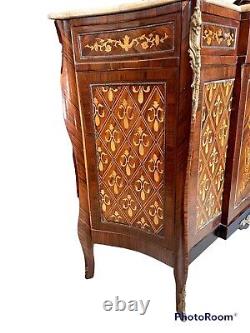 Prestigious Preservative Style Louis XVI Cupboard French With Marble And Bronze