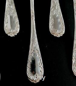 Puiforcat Louis XV Antique French Sterling Silver Tea Coffee Spoons Flatware Set