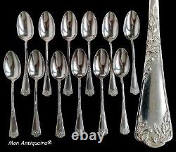 Puiforcat Louis XV Antique French Sterling Silver Tea Spoons Set Rococo Dessert