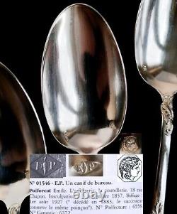 Puiforcat Louis XV Antique French Sterling Silver Tea Spoons Set Rococo Dessert