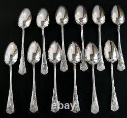 Puiforcat Louis XV Antique French Sterling Silver Tea Spoons Set Rococo Dessert