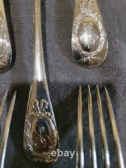 Puiforcat Louis XVI French Sterling Silver Dinner Service 24 pc ribbon- garland