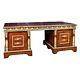 Q' French Desk In Antique Style From Louis Xiv Mahogany Bronze