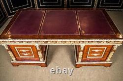 Q' French Desk IN Antique Style From Louis XIV Mahogany Bronze