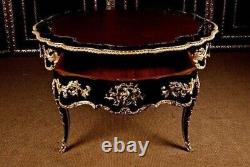 Q'French Lounge Table IN Antique Louis XV Style, Black Polished Bronze