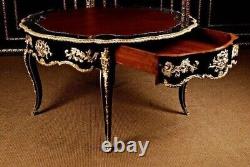 Q'French Lounge Table IN Antique Louis XV Style, Black Polished Bronze