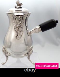 RARE ANTIQUE 1880s FRENCH STERLING SILVER COFFEE POT & CREAMER FIGURE Louis XIV