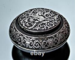 RARE FRENCH King Louis Philippe I SOLID SILVER MOUNTED BLACK ENAMEL SNUFF BOX
