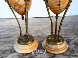 RARE Pair Antique French Garniture Urn Louis 16 Style Marbel&Bronze 19C