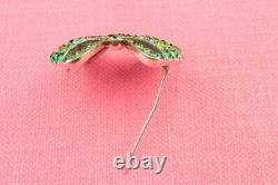 Rare 1770s Brooch Silver Green Paste Large Bow Antique French Louis XVI Buckle