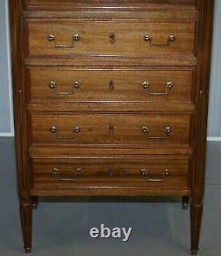 Rare 19th Century French Marble Topped Brass Gallery Semainier Chest Of Drawers