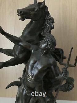 Rare 19th c. Emile Louis Picault Neptune Bronze Statue