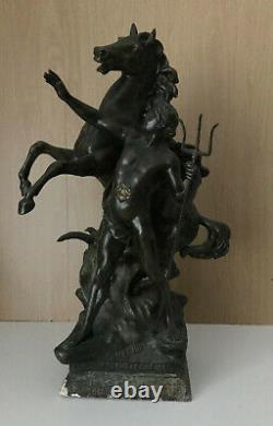 Rare 19th c. Emile Louis Picault Neptune Bronze Statue