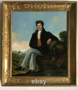Rare 19thC Antique oil painting Portrait Gentleman French Romantism LOUIS BOILLY