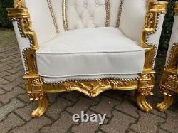 Regal 1950s French Louis XVI Style 5-Piece Sofa Set with Chairs in gold / white