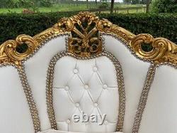 Regal 1950s French Louis XVI Style 5-Piece Sofa Set with Chairs in gold / white