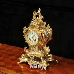 Rococo Antique French GIlt Bronze Clock by Louis Japy Dolphins